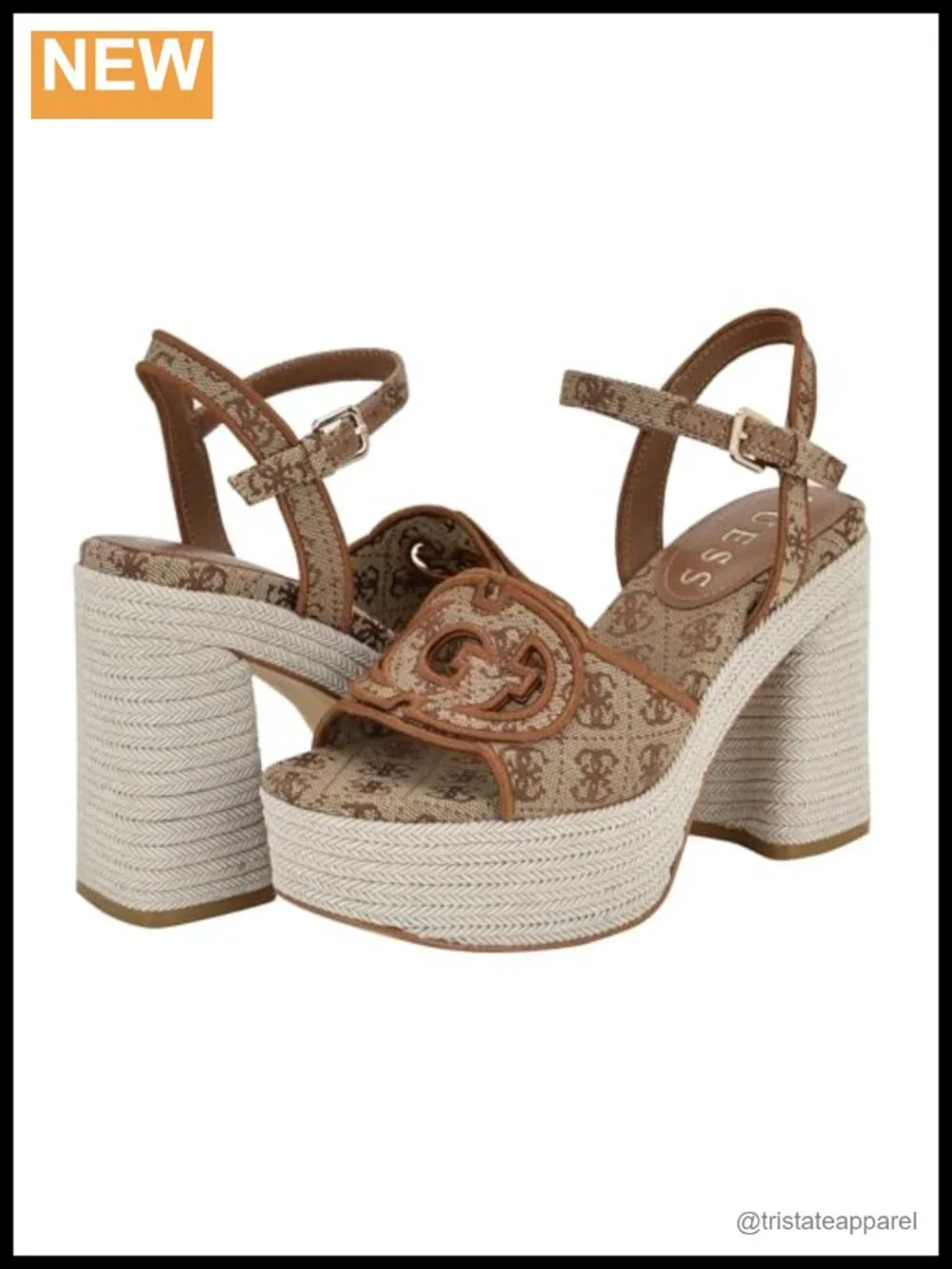 Esadrille Platform Block Heel Sandal with Ankle Strap and Buckle